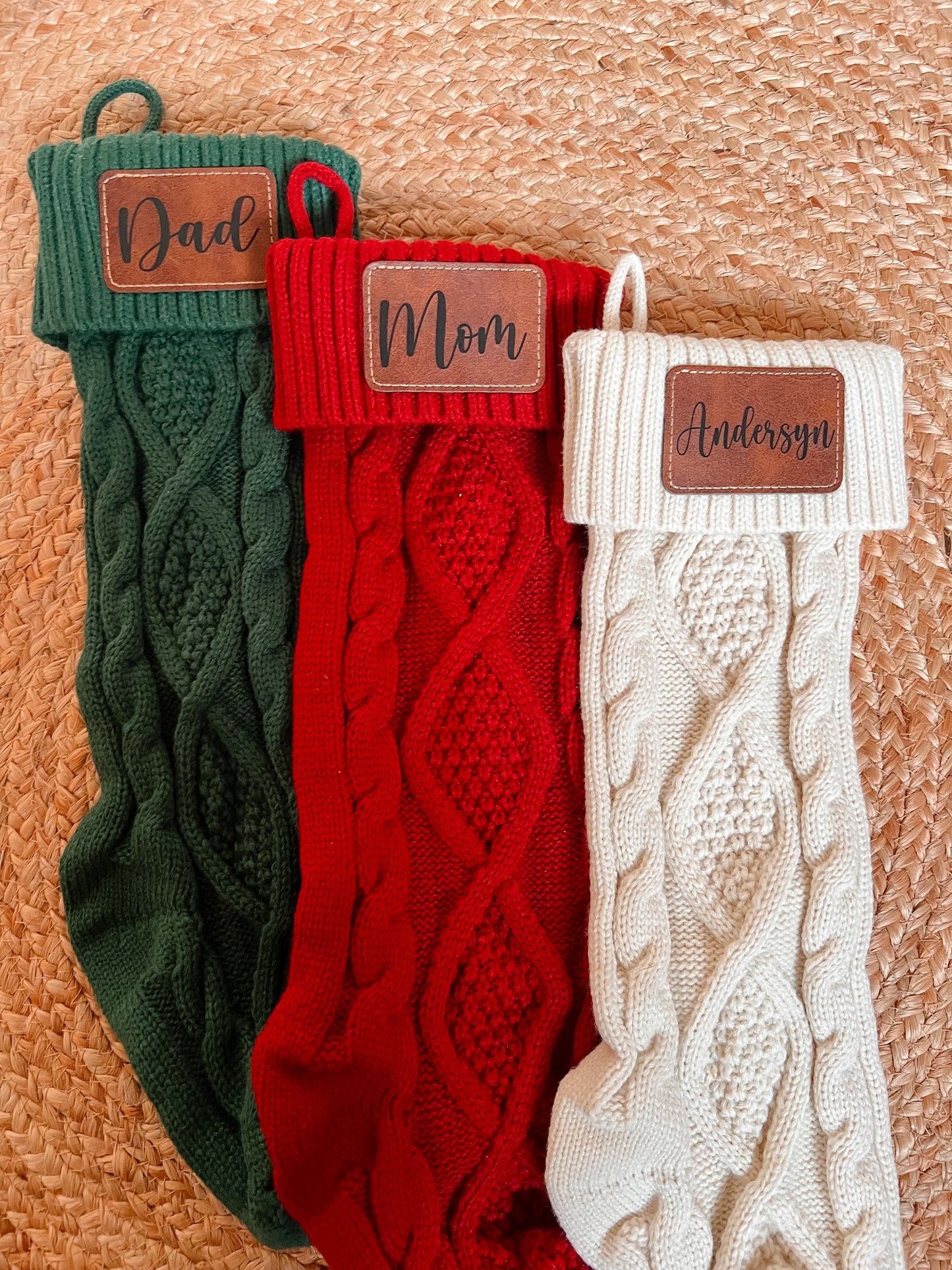 Engraved Leather Patch Stocking