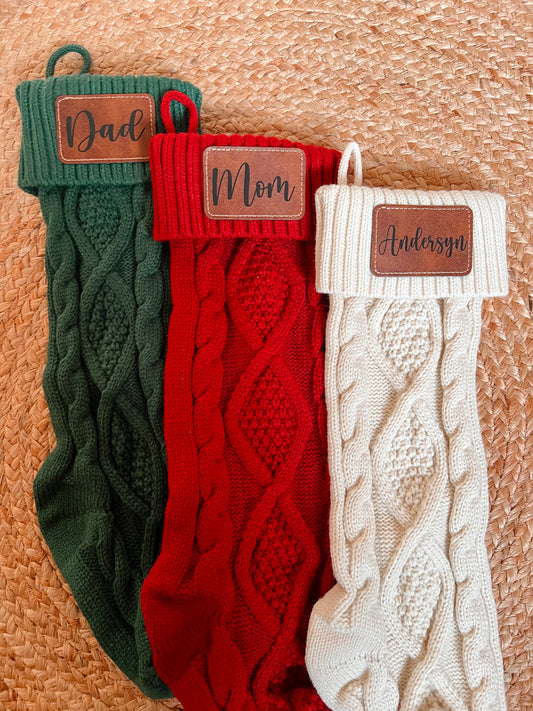 Engraved Leather Patch Stocking