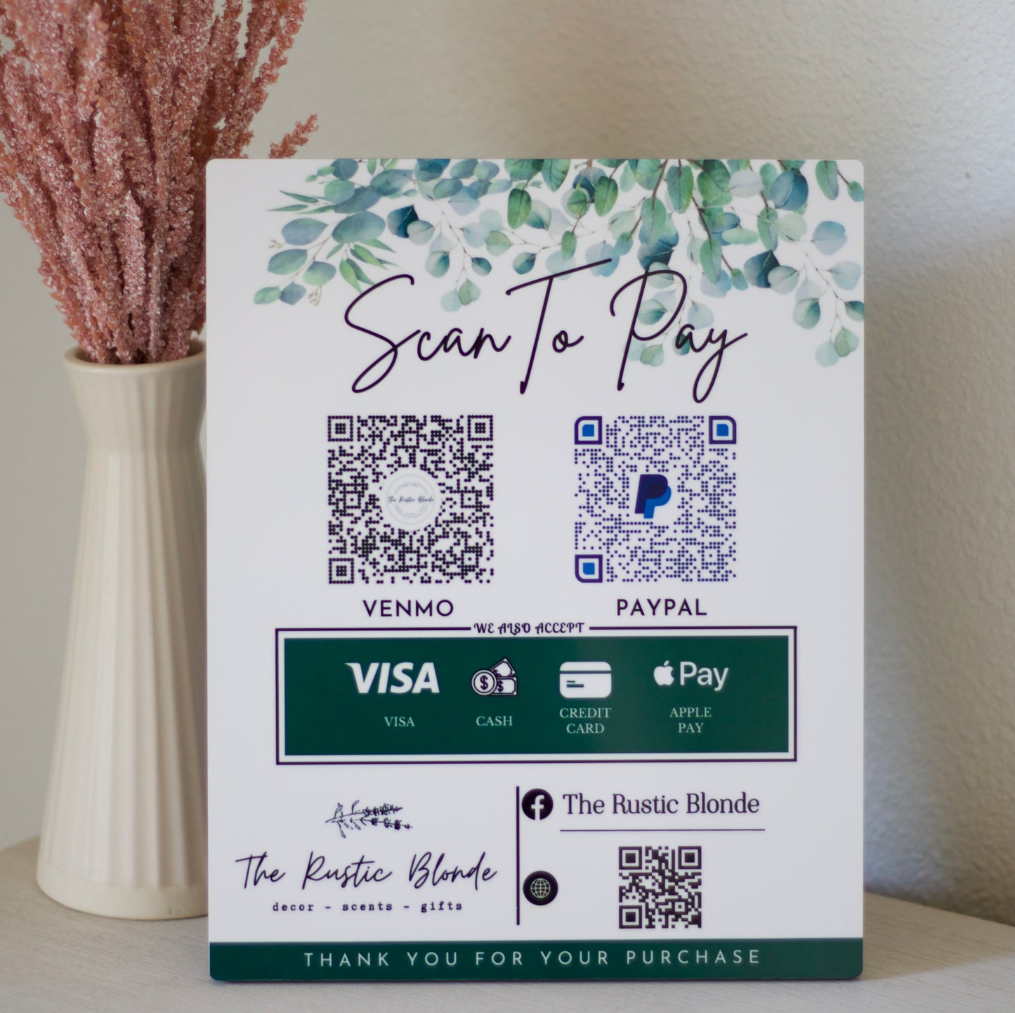 8x10 Scan to Pay Table Sign