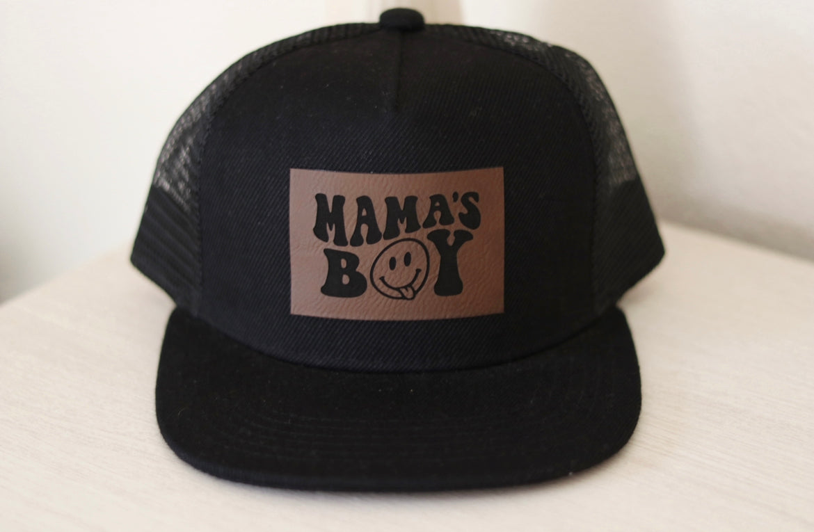 Mama’s Boy Smiley Face Laser Engraved Patch Hat