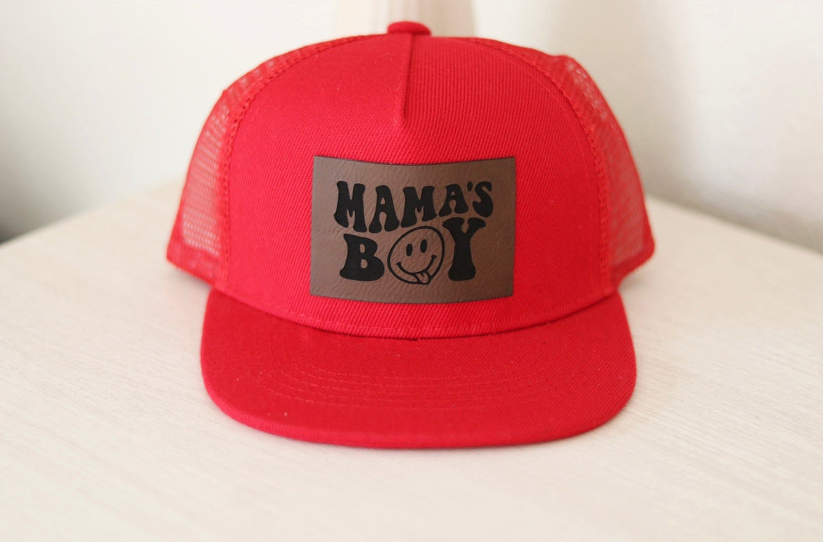 Mama’s Boy Smiley Face Laser Engraved Patch Hat