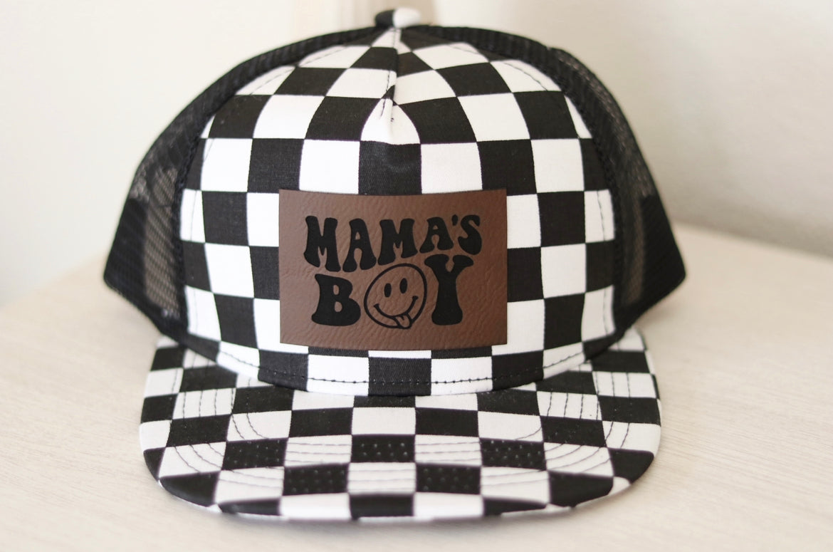 Mama’s Boy Smiley Face Laser Engraved Patch Hat