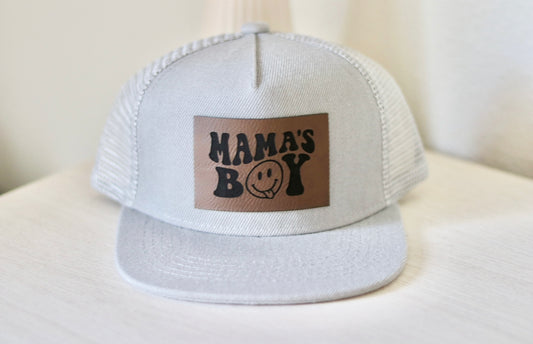 Mama’s Boy Smiley Face Laser Engraved Patch Hat