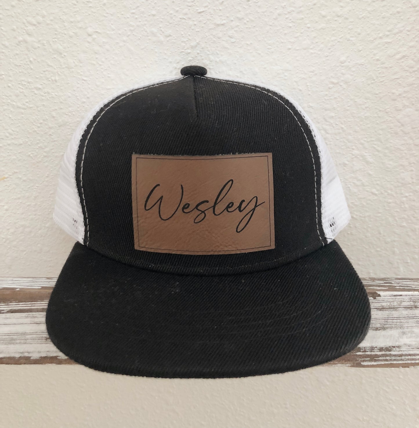 Engraved Leather Patch SnapBack Hat