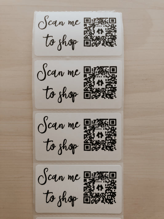 Scan me to Shop Packaging Stickers